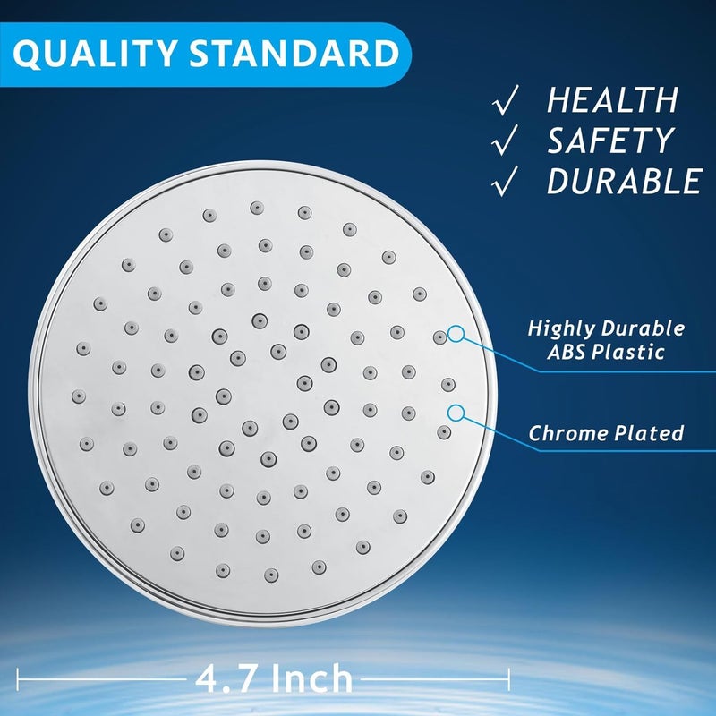 Nuodan High Pressure Shower Head - 4.7“ Powerful Bathroom Pressure Boosting Rain Showerhead - Perfect Universal Replacement for Rainfall Shower Heads (2 Pack, Chrome) - Image 4